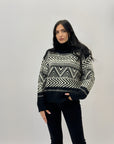 Maglione dolcevita con fantasia