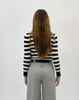Pullover lupetto intrecci a righe petite