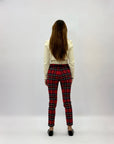 Pantaloni a sigaretta tartan con cintura