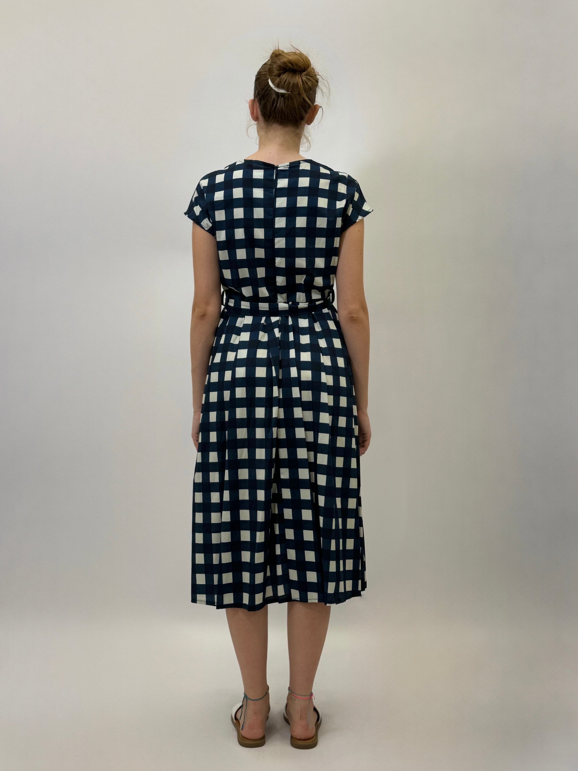 Abito in cotone midi con fantasia
