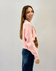 Maglione misto lana con fiori ricamati