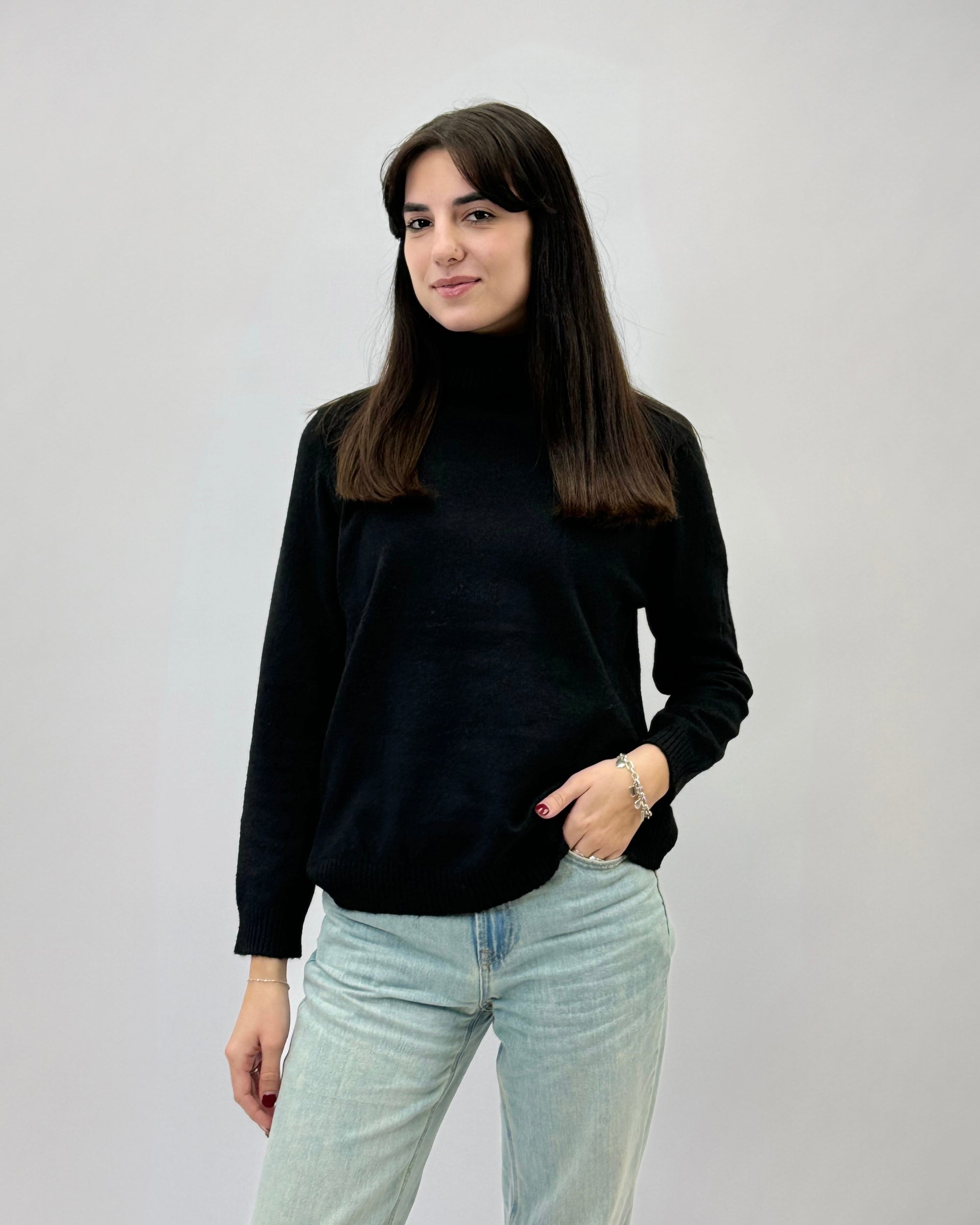Maglione dolcevita misto lana