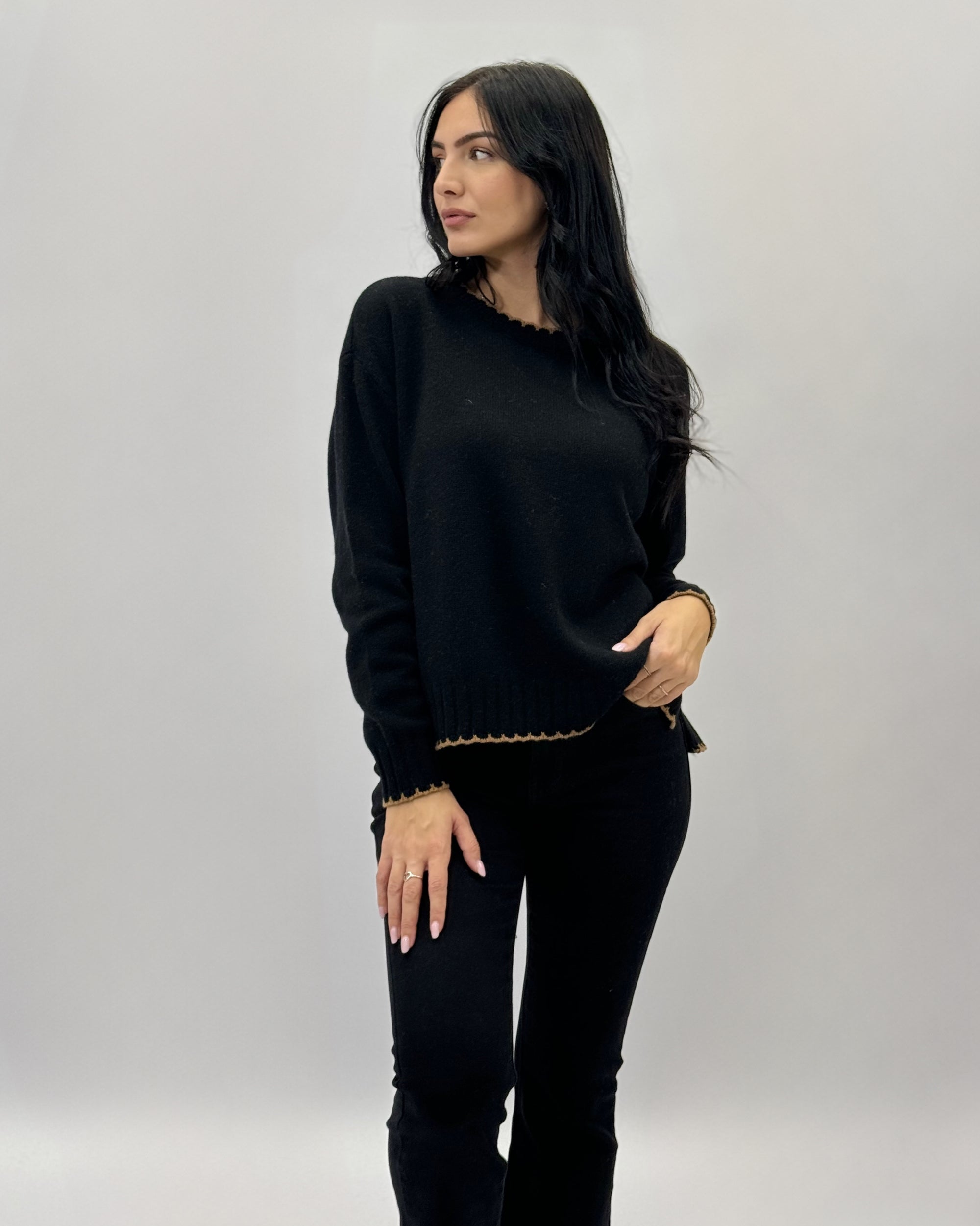 Pullover dettaglio collo cashmere blend