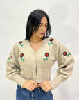 Cardigan comodo con maniche palloncino