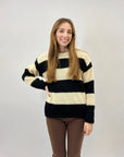 Maglione girocollo a righe effetto peluche
