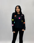 Maglione con cuori ricamati
