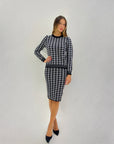 Completo maglia e gonna a tubino pied de poule