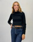 Pullover basic tinta unita con bottoni