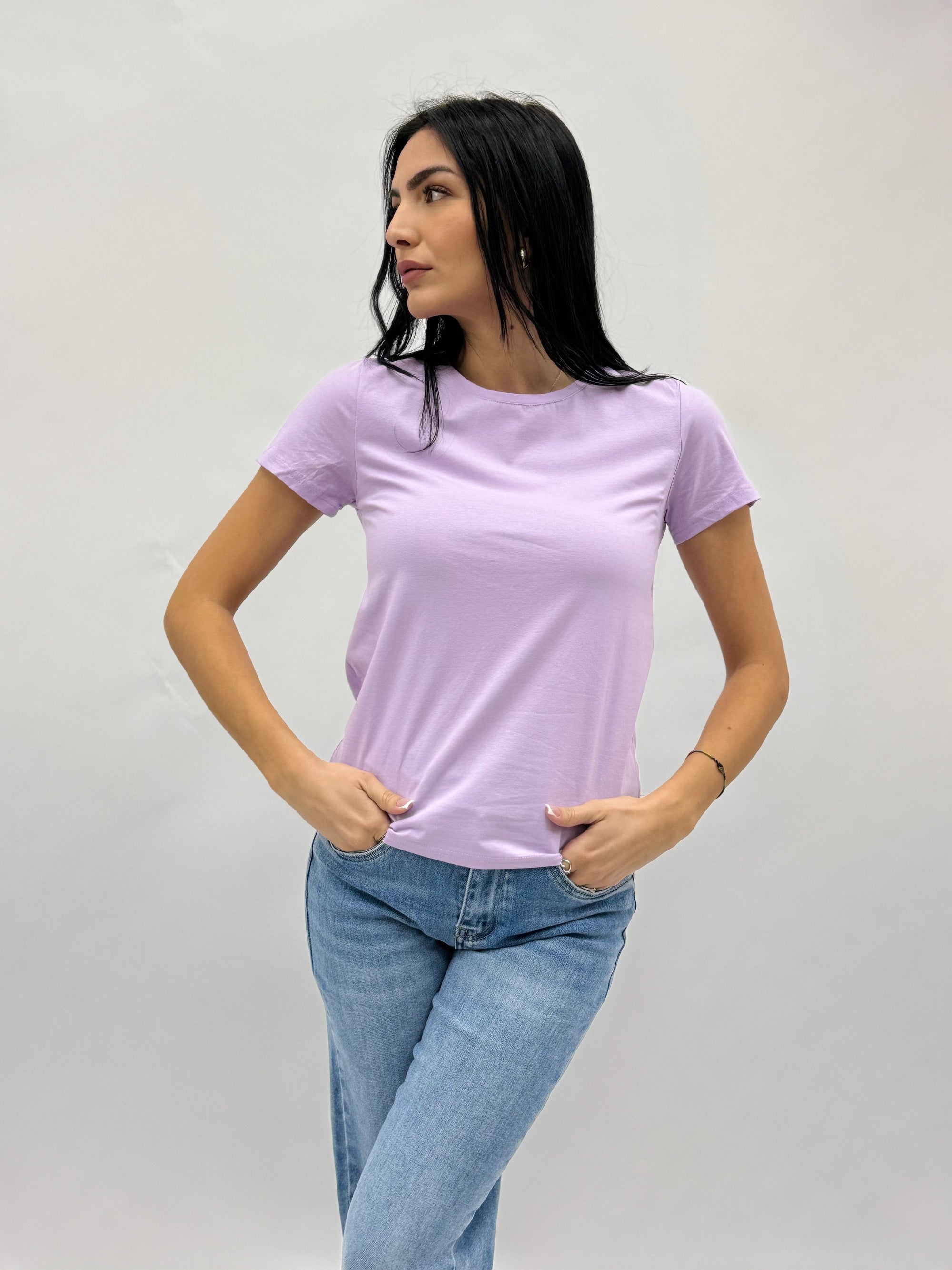 T-shirt tinta unita in cotone taglia comoda