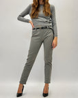 Pantaloni vita alta in pile con cintura