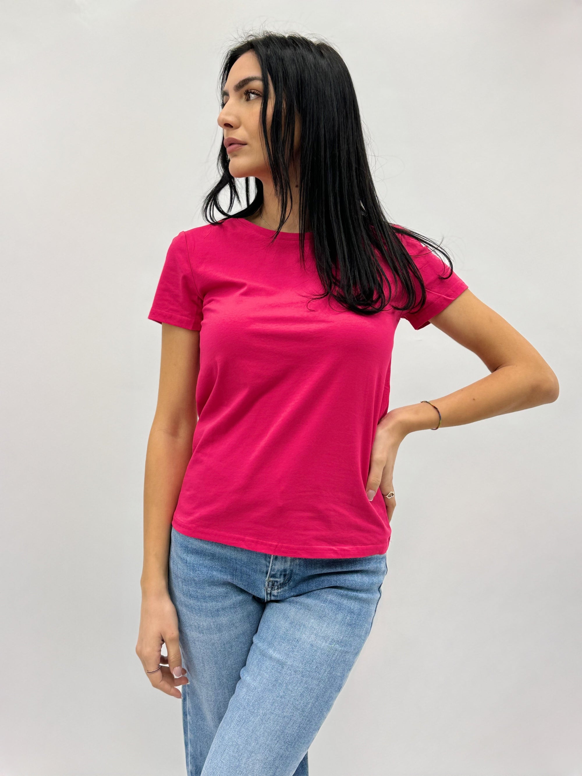 T-shirt tinta unita in cotone taglia comoda