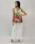 Blusa in raso con stampa