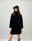 Abito premium dolcevita in lana mohair con piume
