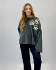 Felpa in cotone con margherite