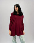 Pullover ampio girocollo con tasche