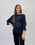 Maglia con manica volant e fiocco