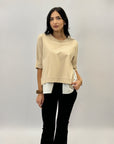 Maglia in punto milano con dettaglio camicia
