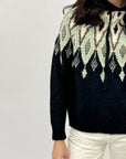 Maglione con cappuccio stampa jacquard