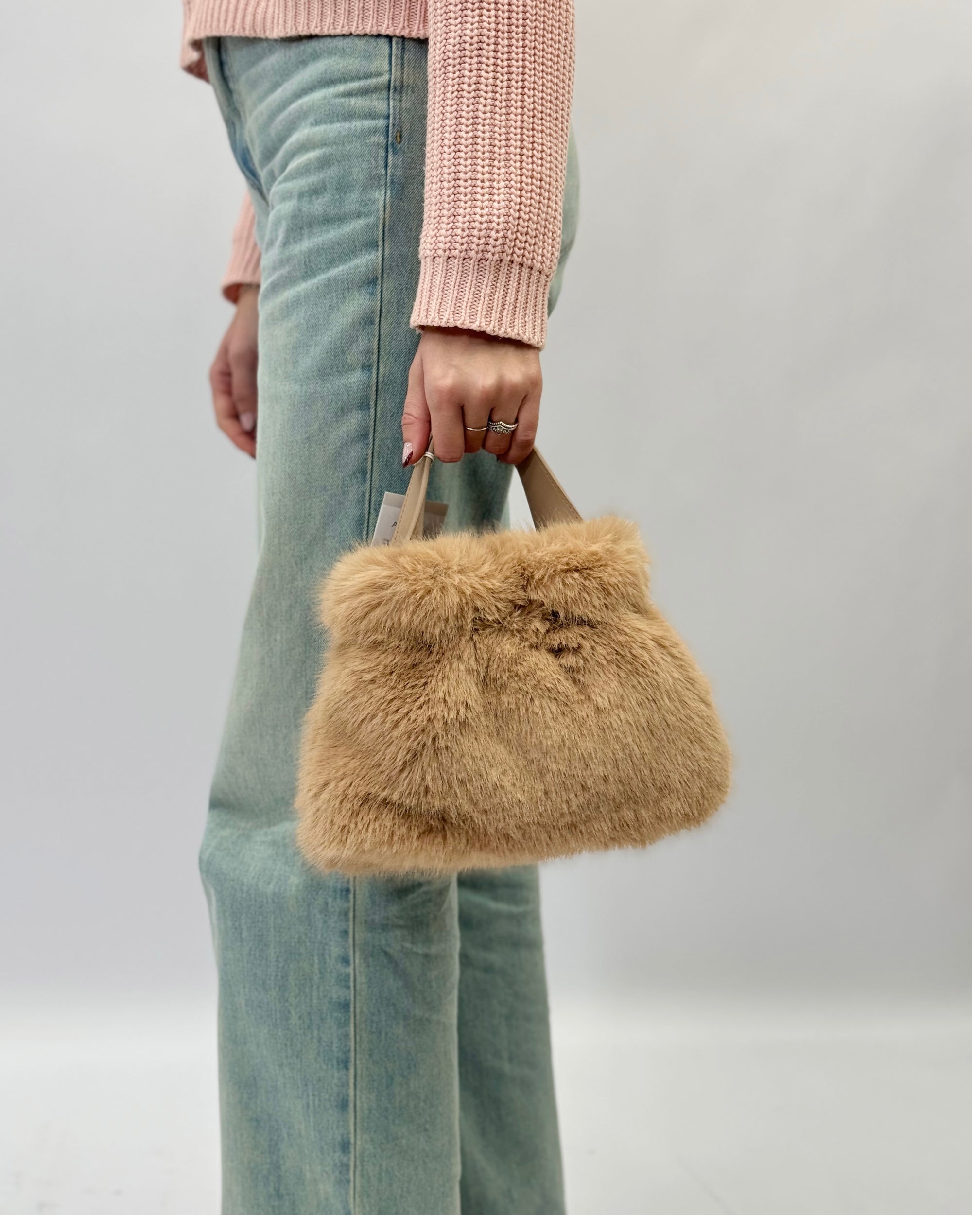 Borsa con pelo e manico liscio Alex Max