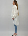 Camicia comoda in pizzo sangallo dettaglio righe