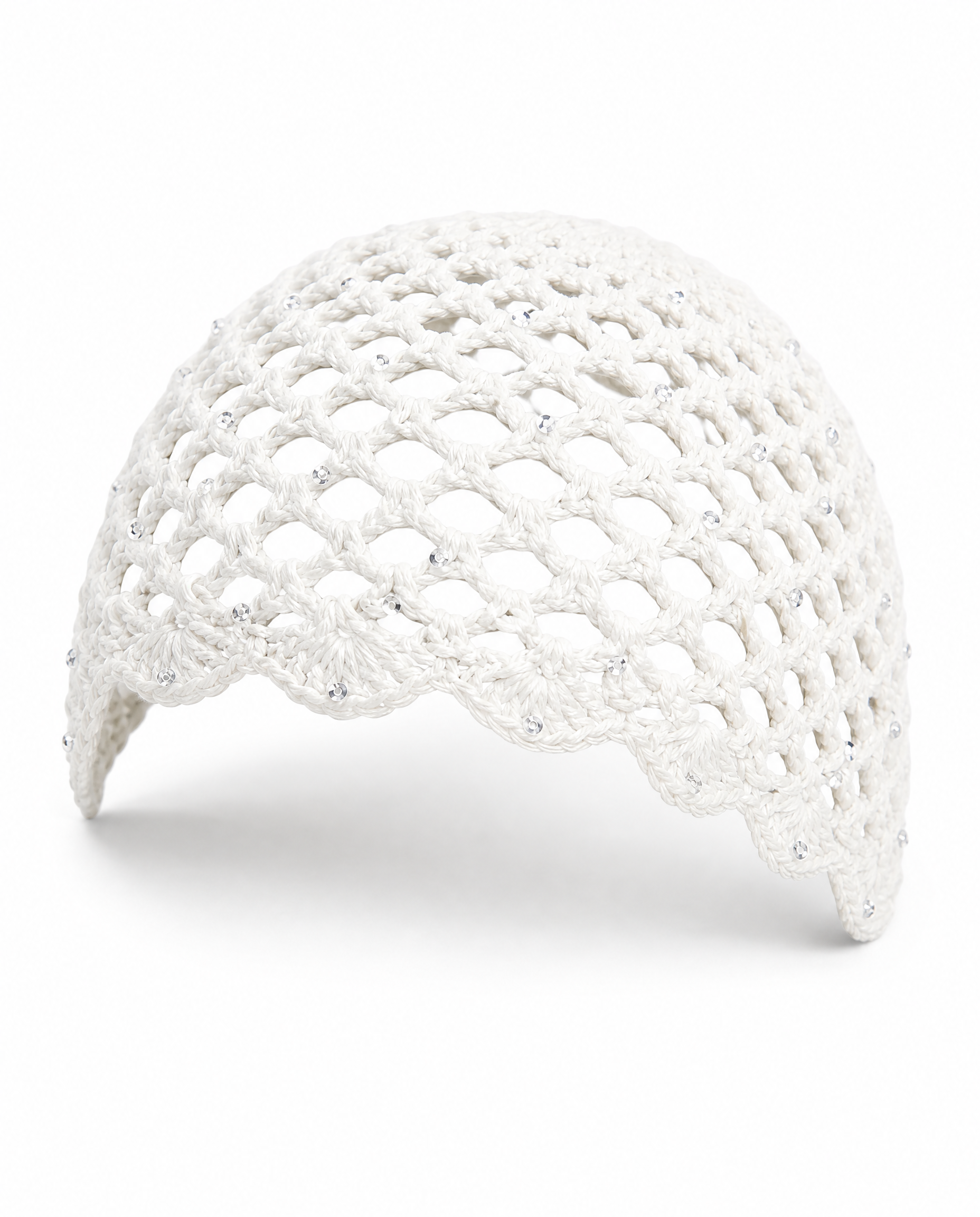 Cappello Crochet Bianco con Strass