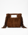 Borsa mini in vera pelle scamosciata con frange – Made in Italy