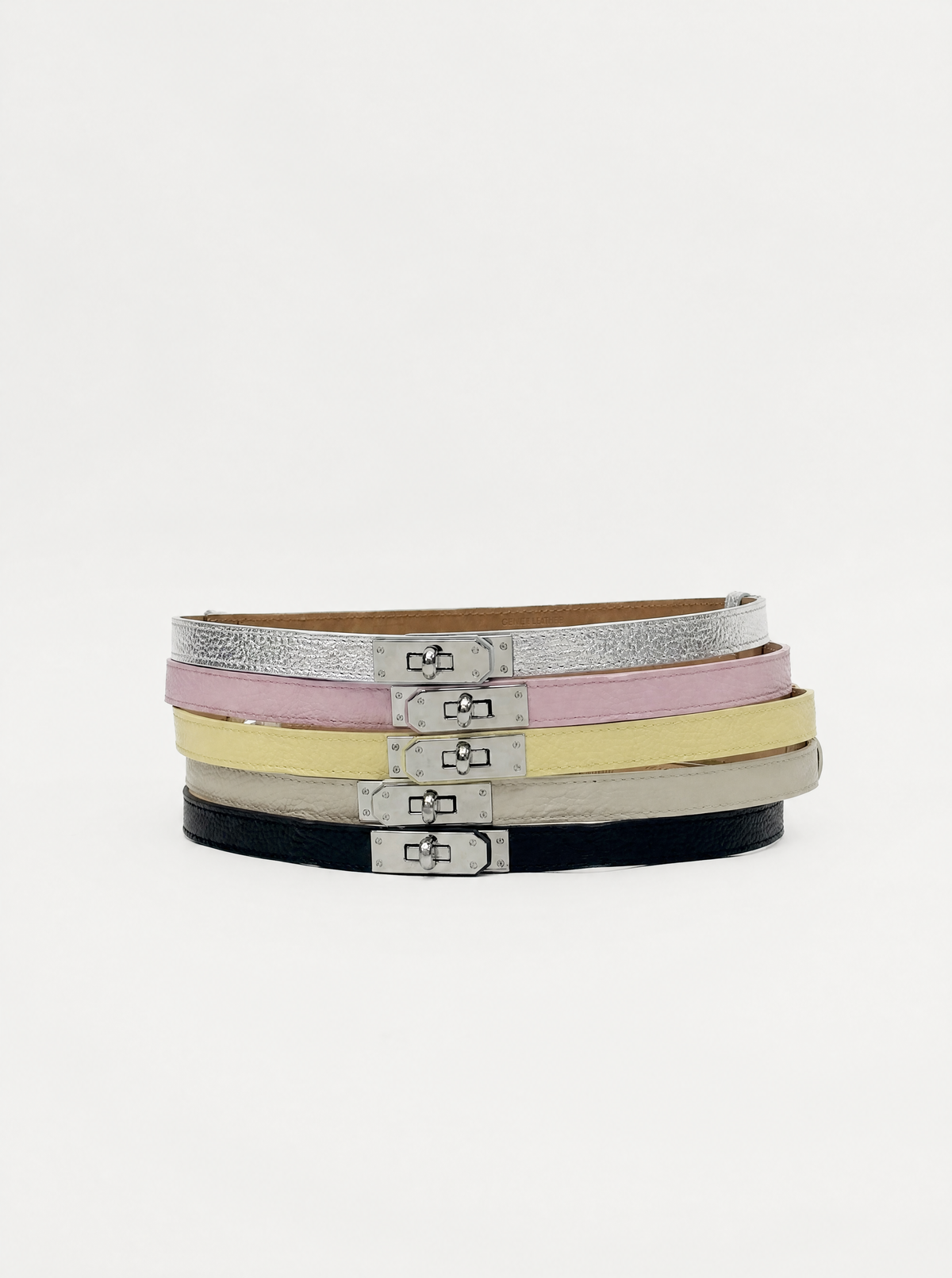 Cintura Donna Vera Pelle Made in Italy con Fibbie Argento
