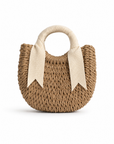 Borsa Mini in Paglia Intrecciata con Manico
