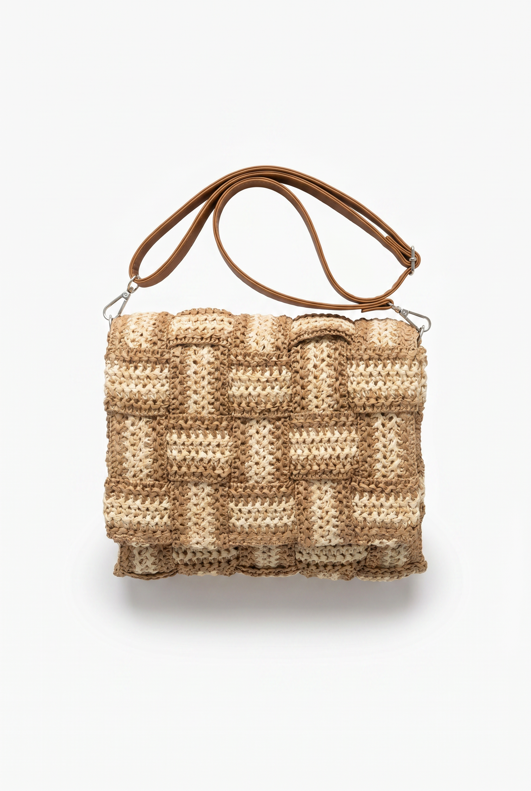 Borsa a Tracolla Intrecciata Effetto Patchwork