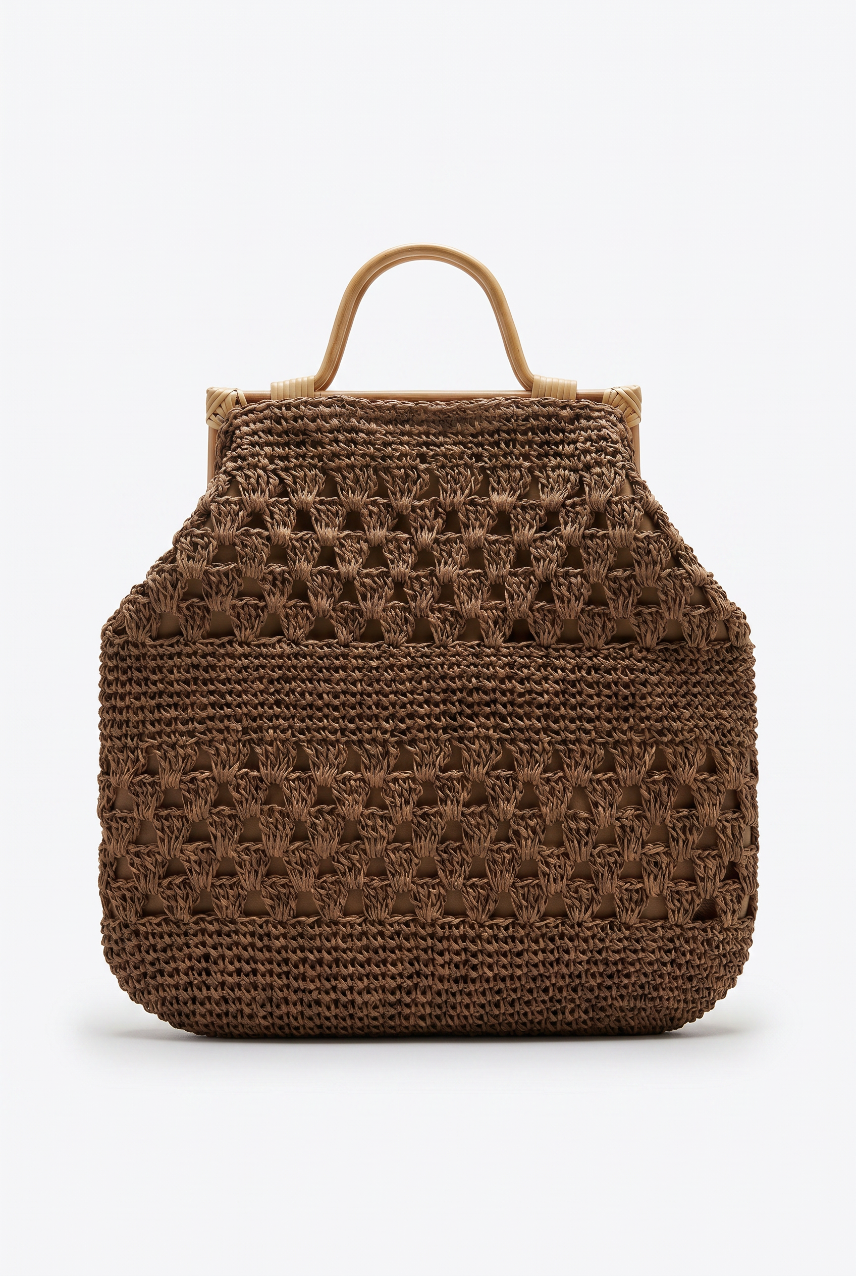 Borsa a Mano Intrecciata con Manici Rigidi