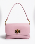 Borsa a spalla in vera pelle con chiusura decorativa