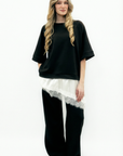 Completo Felpa e Pantaloni con Inserto in Pizzo – Eleganza Casual