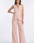 Completo Donna Elegante con Gilet Incrociato e Pantalone Palazzo