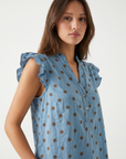 Blusa a Pois in Cotone con Volant