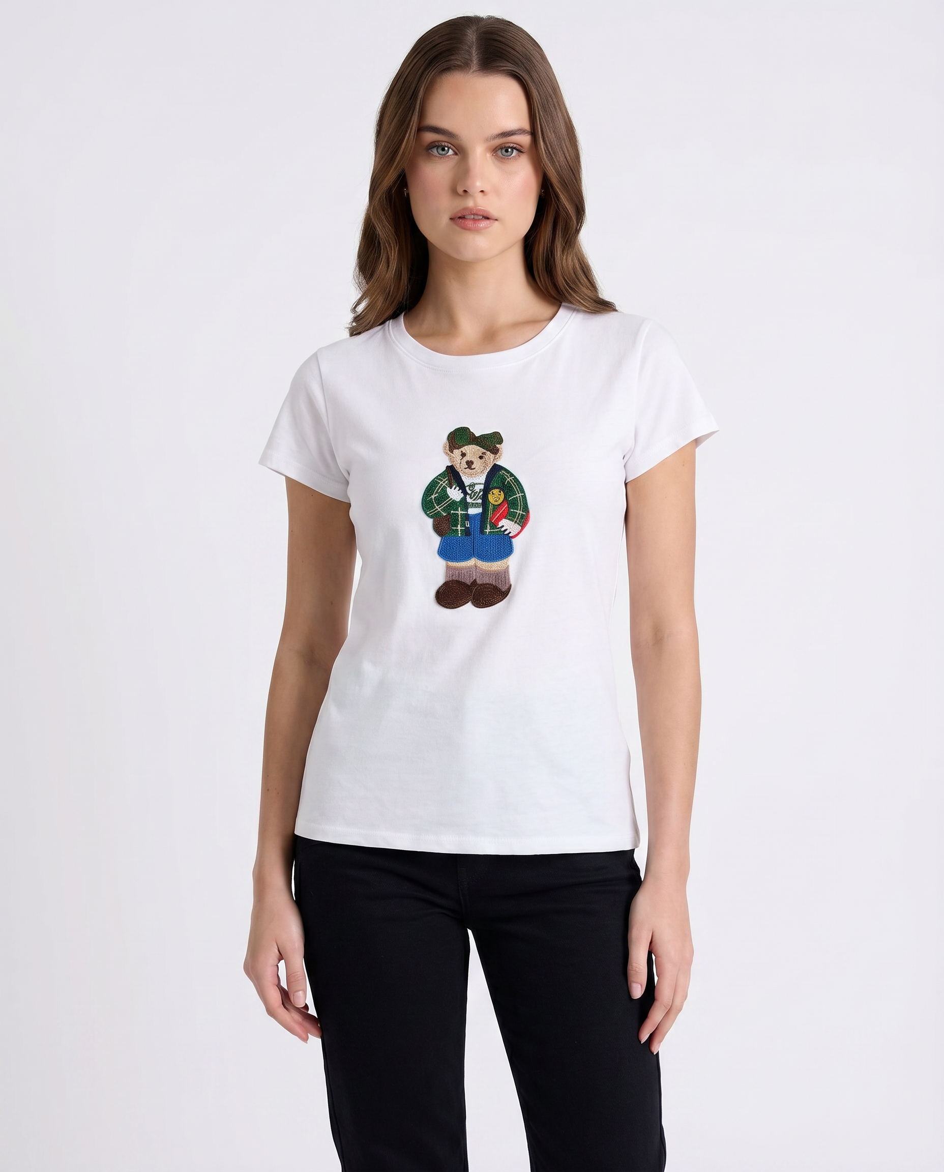 T-shirt con orsetto verde