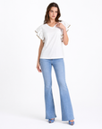 T-shirt in cotone con maniche a volant