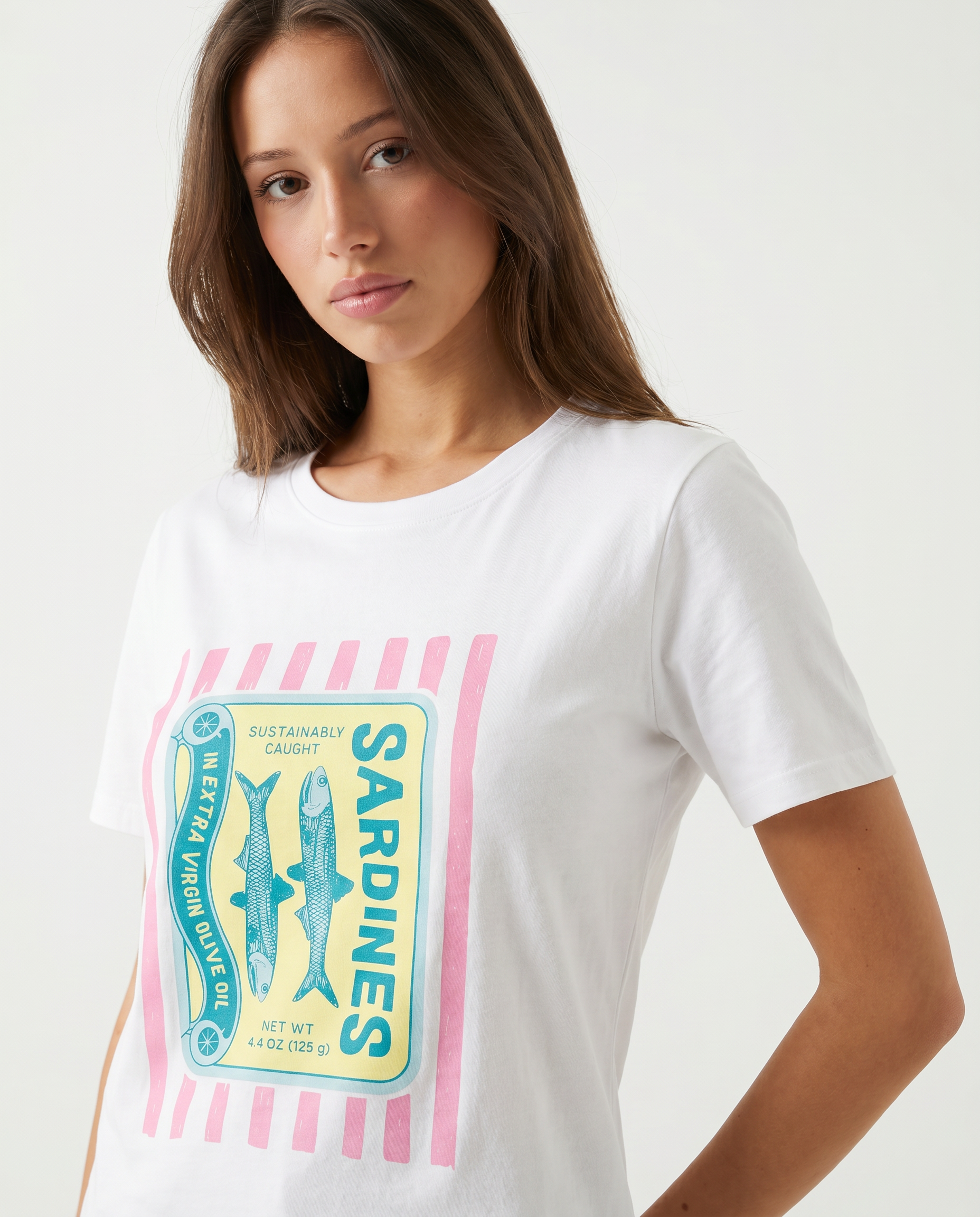 T-Shirt Sardines Graphic Bianca
