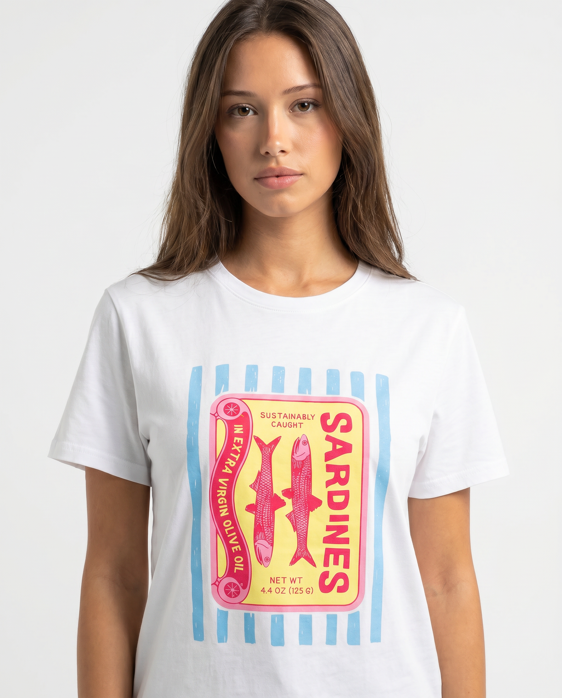 T-Shirt Sardines Graphic Bianca