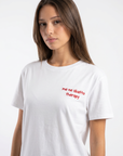 T-shirt bianca “Me ne Sbatto Therapy” con ricamo