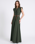 Abito Lungo Donna in Cotone con Rouches