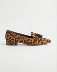Mocassini animalier con nappine in eco camoscio