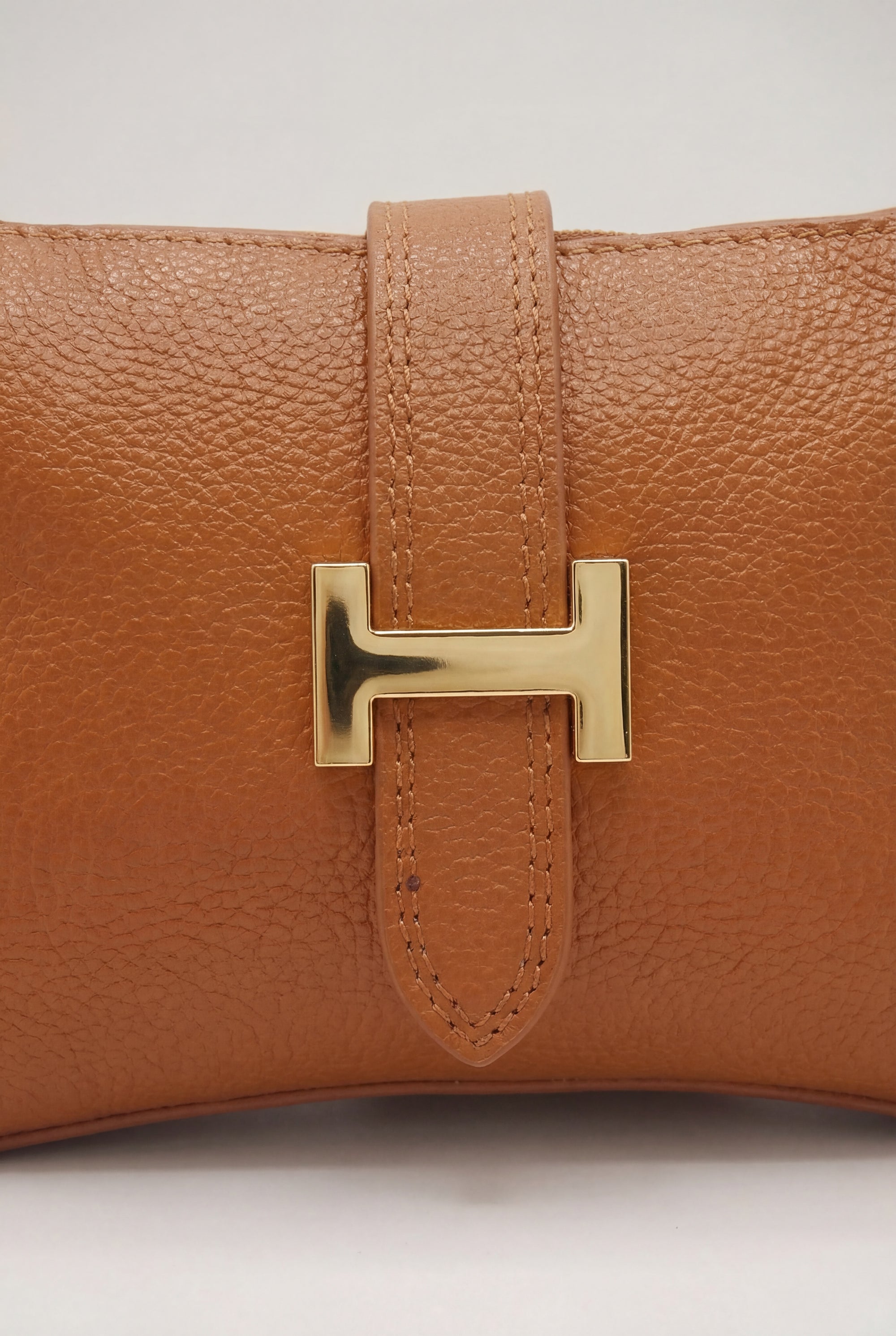 Borsa a Spalla in Vera Pelle con Dettaglio H in Vera Pelle