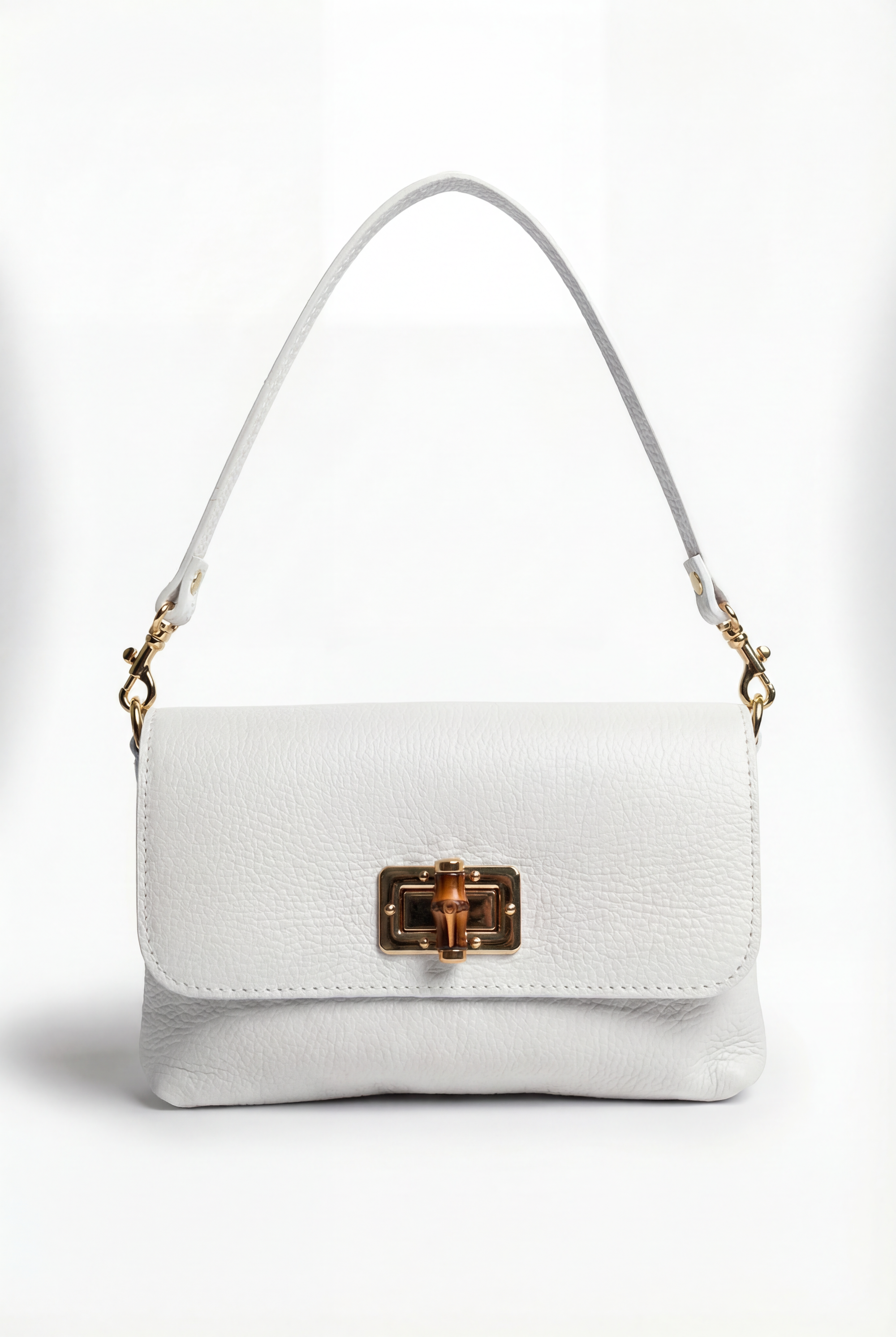 Borsa a spalla in vera pelle con chiusura decorativa