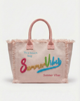 Borsa Summer Vibes in tessuto con ricami decorativi