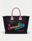 Borsa Summer Vibes in tessuto con ricami decorativi