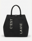 Shopper in tessuto strutturato con dettagli lettering