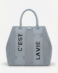 Shopper in tessuto strutturato con dettagli lettering