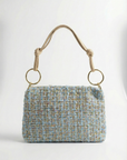 Borsa a mano in tessuto bouclé con dettagli anello