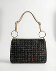Borsa a mano in tessuto bouclé con dettagli anello