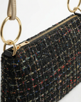 Borsa a mano in tessuto bouclé con dettagli anello